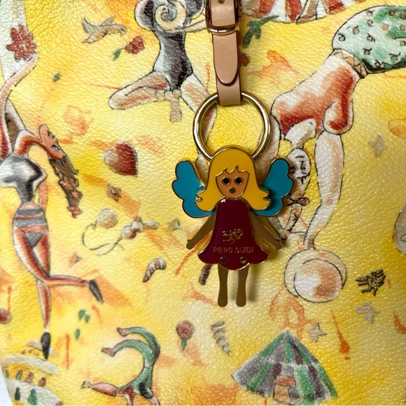 Piero Guidi Magic Circus Yellow shoulder Tote bag purse Italy EUC Made in Italy - Picture 2 of 8